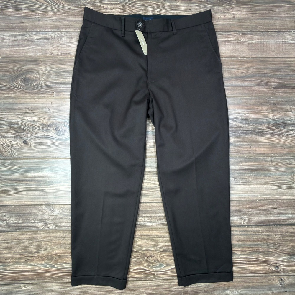 J.Crew Mens 36x30 Classic Creased Wool Dress Pants Dark Brown Cuffed C0452 NEW